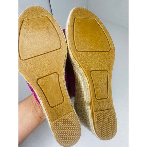 CORDANI Easton Classic Espadrille Wedge Sandal In Fuxia Suede sz 37 - Picture 6 of 11